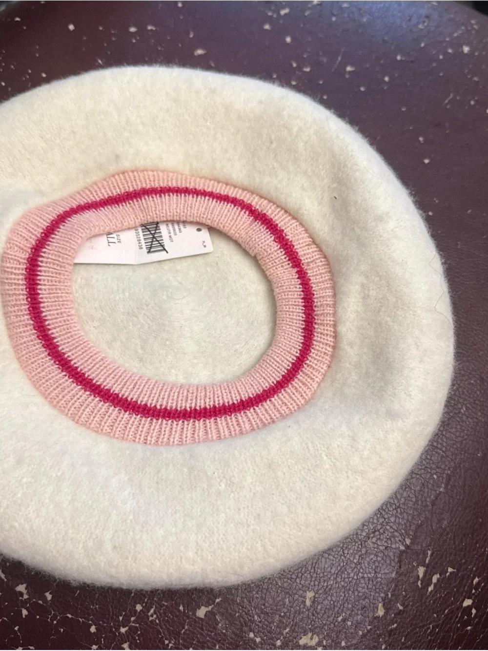 New Anthropologie Varsity Stripe White Wool Beret